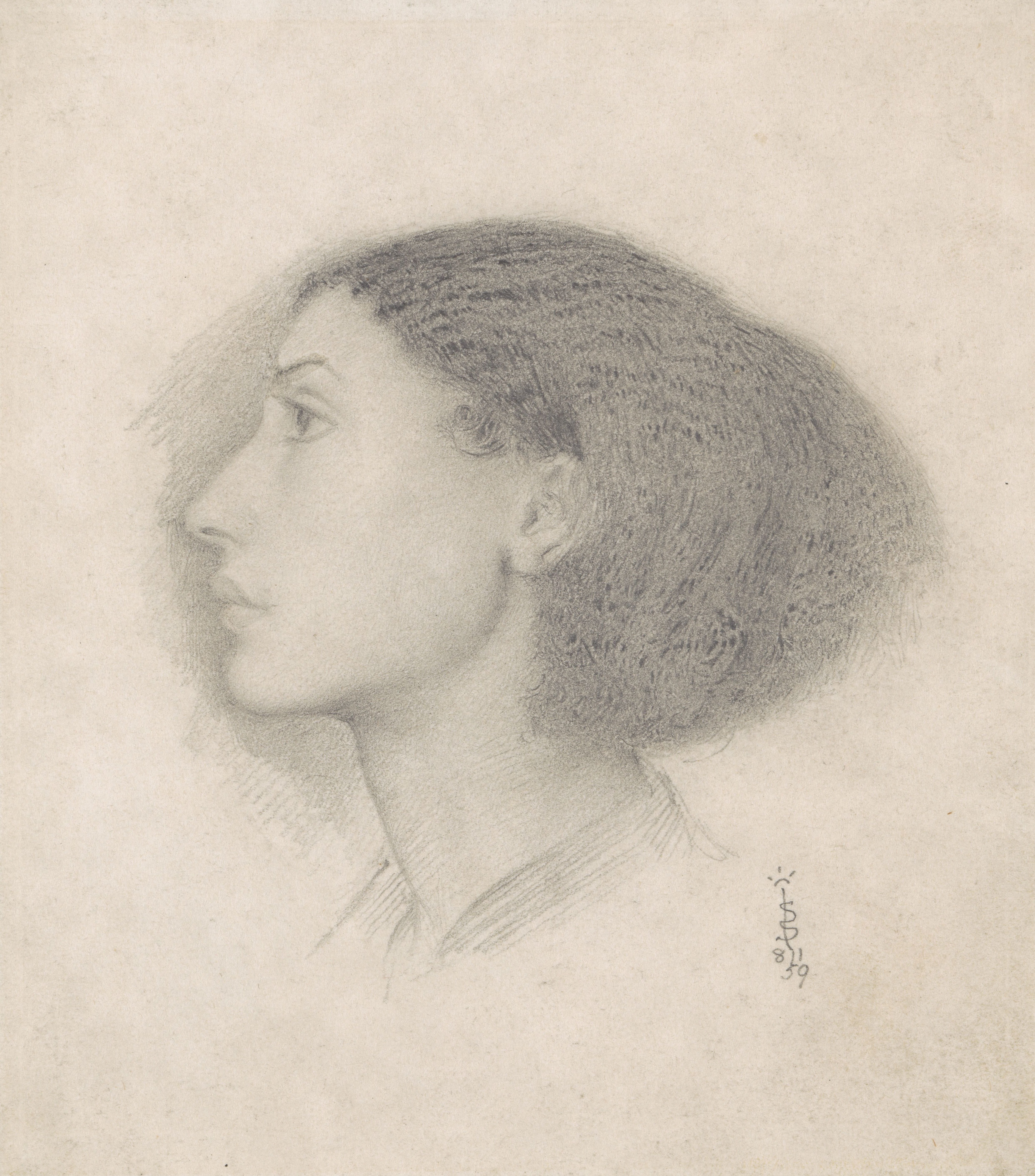 Graphite sketch of 19th century Pre-Raphaelite Jamaican muse, Mrs Fanny Eaton