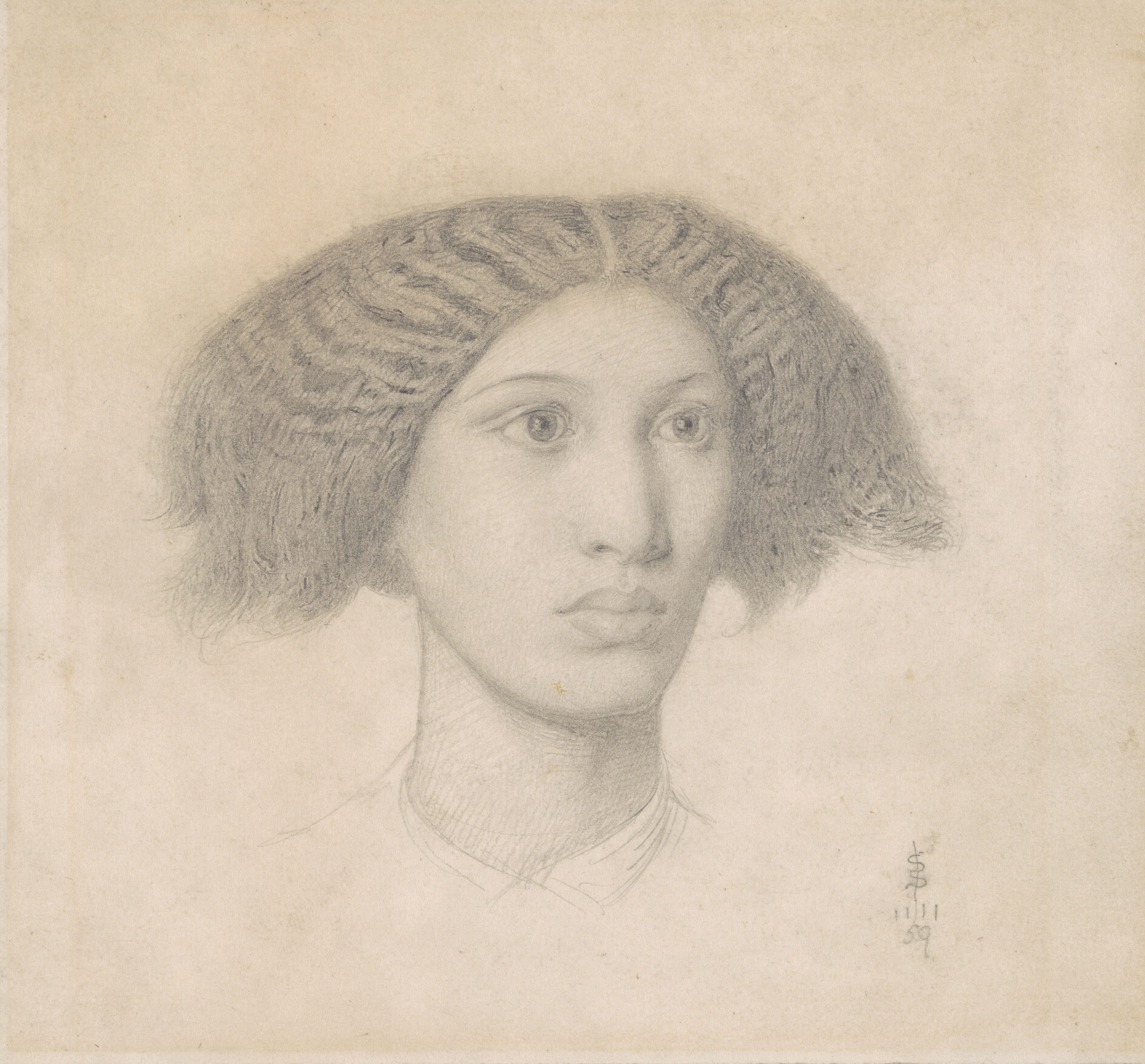 Graphite sketch of 19th century Pre-Raphaelite Jamaican muse, Mrs Fanny Eaton